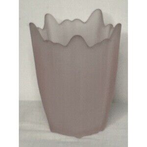 PINK SATIN Viking Art Glass Fan Swung Vase 7.75" tall Lotus Vintage Frosted
